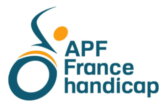 Logo d'APF France Handicap, figurant une personne en fauteuil roulant de façon stylisée